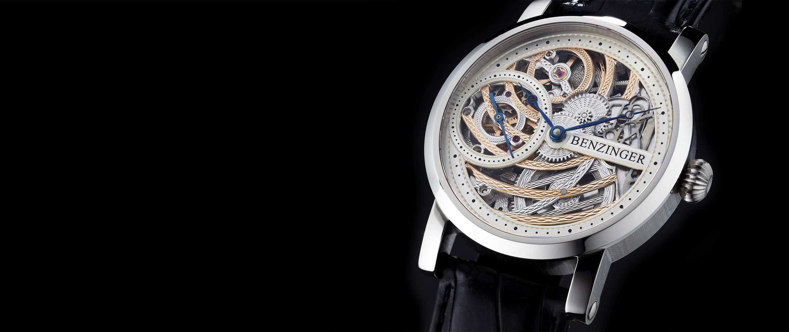 Benzinger Watch Skeleton Rose Engine