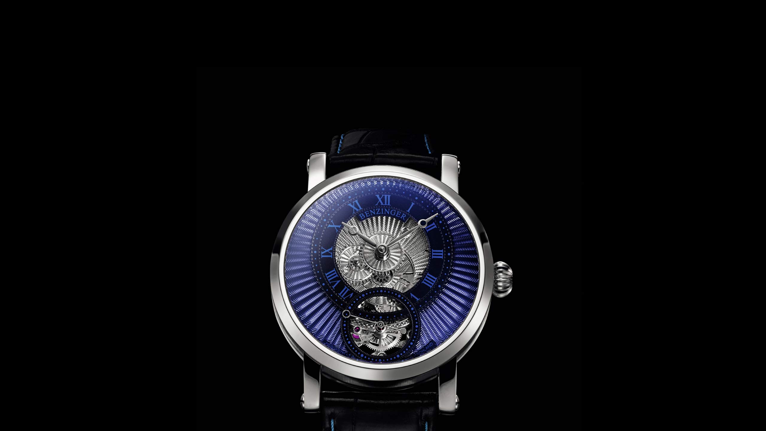 Benzinger Uhr Subskription Offen Silver Blue
