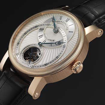 Benzinger Uhr Regulateur Gold-Weiss