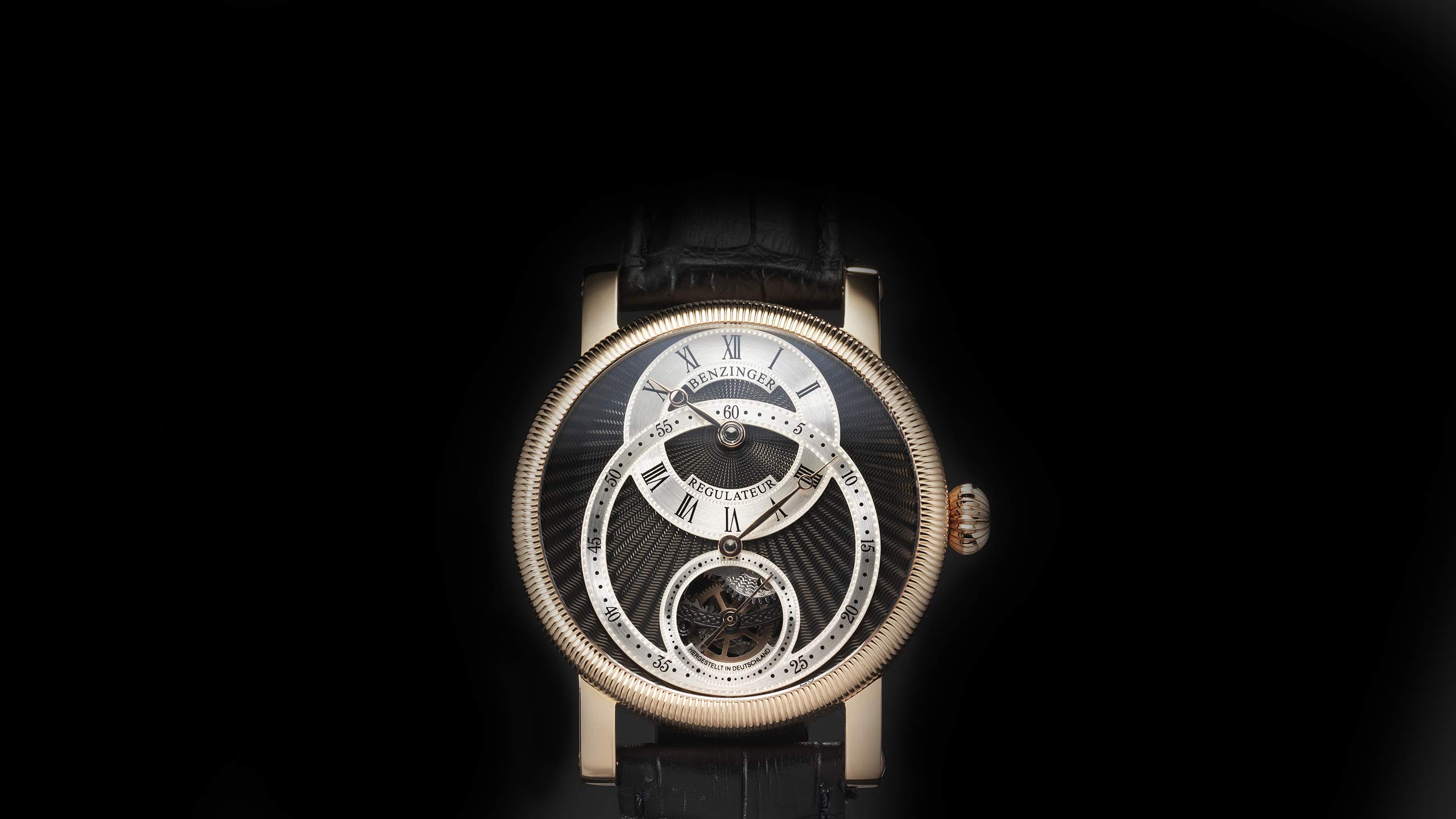 Benzinger Watch Regulator Gold Black