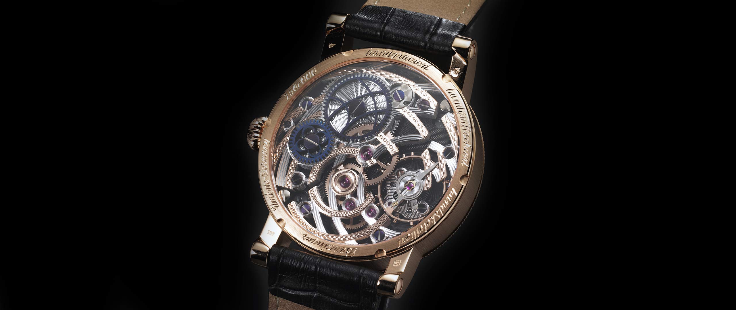 Benzinger Uhr Regulateur Gold Weiss Rückseite