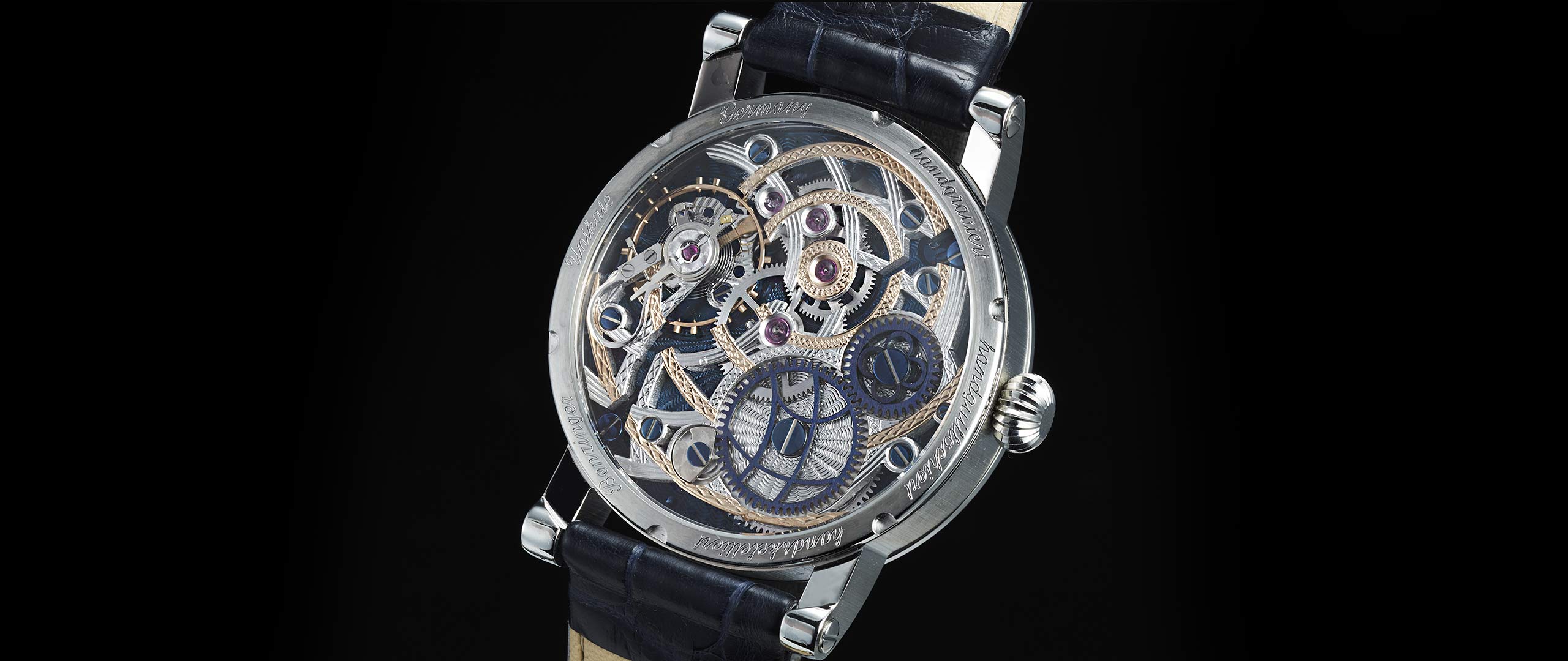 Benzinger Uhr Regulateur Zifferblatt Blau Rückseite