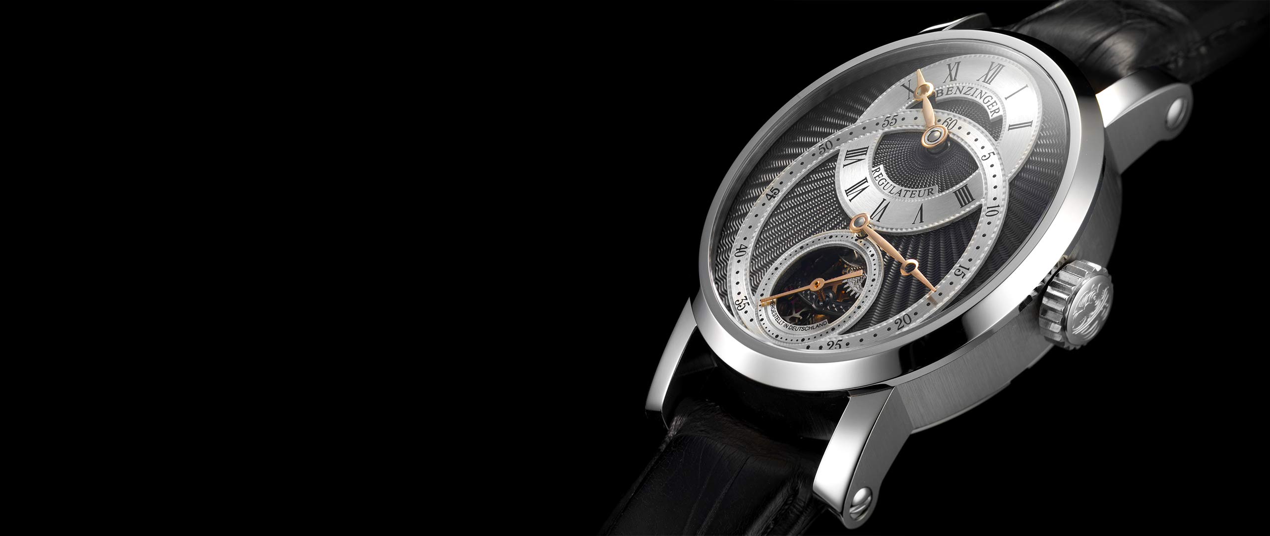 Benzinger Uhr Regulateur Stahl Schwarz