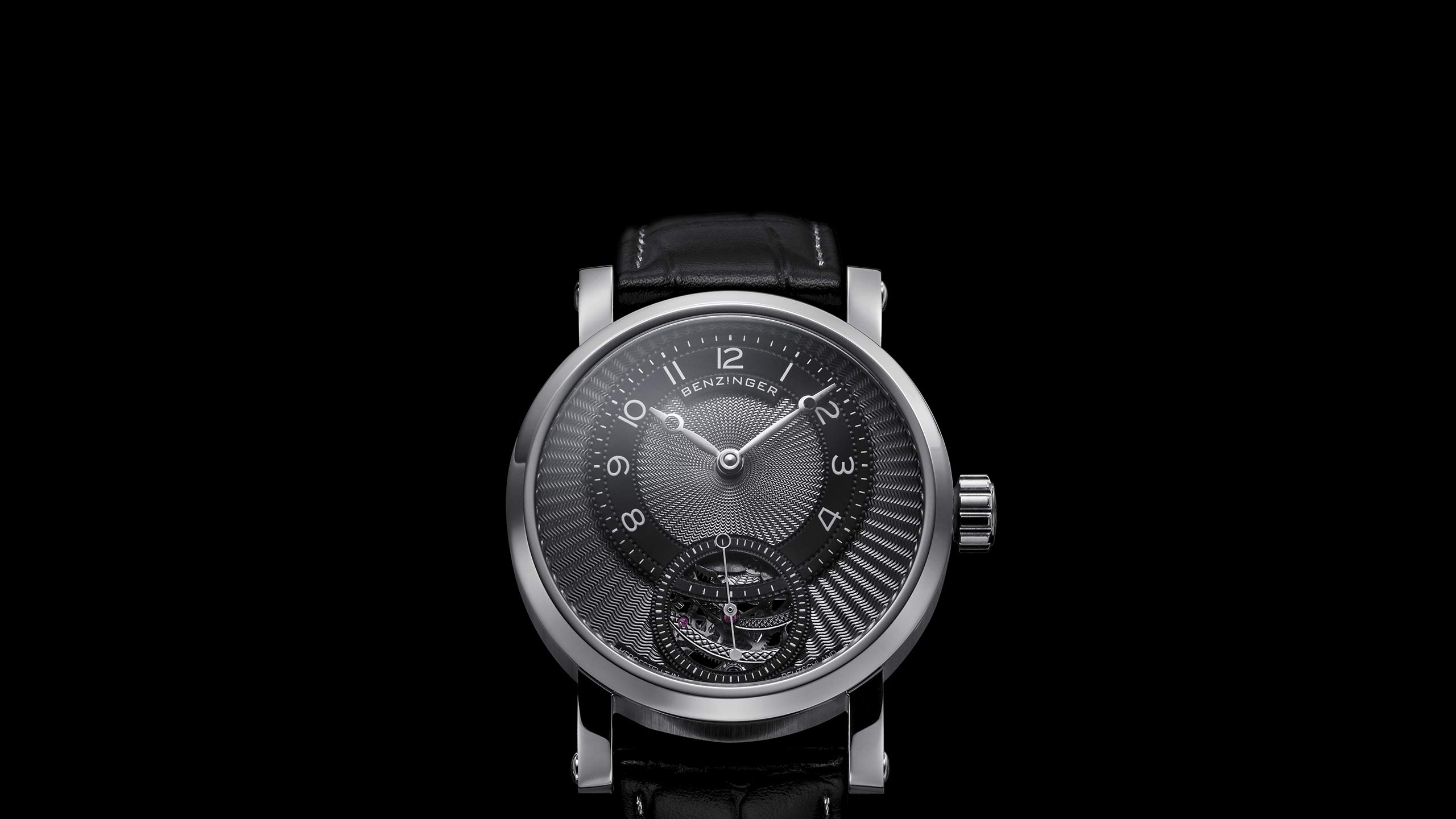 Benzinger Uhr Subskription 3a Rhodium Frontal