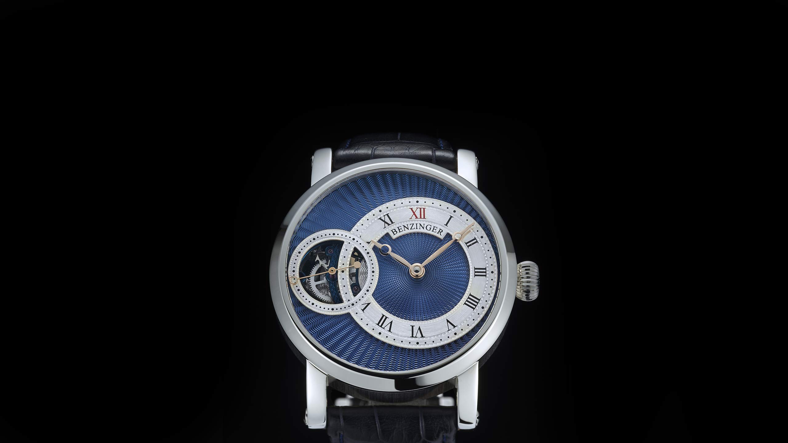 Benzinger Uhr Subskription Offen Silver Blue