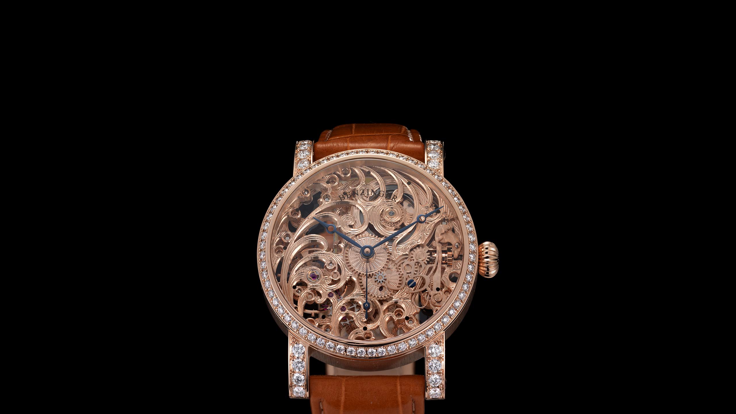 Benzinger Fullskeleton Gold Diamond Frontview