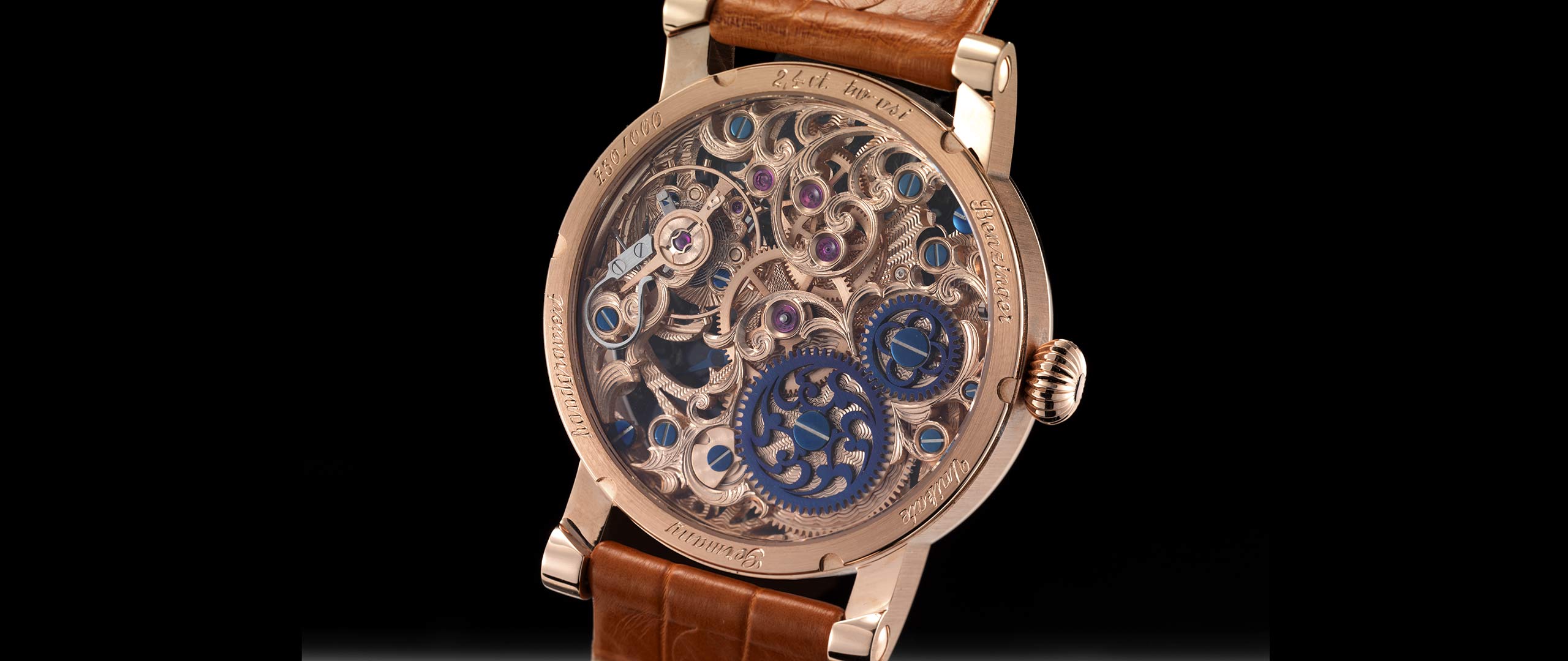 Benzinger Uhr Vollskelett Gold Diamant Rückseite