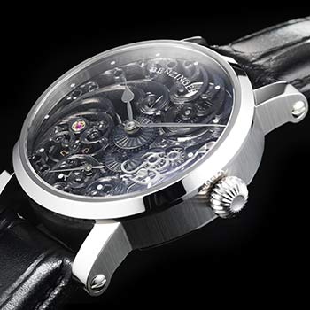 Benzinger Uhr Skelett Rhodium Floral