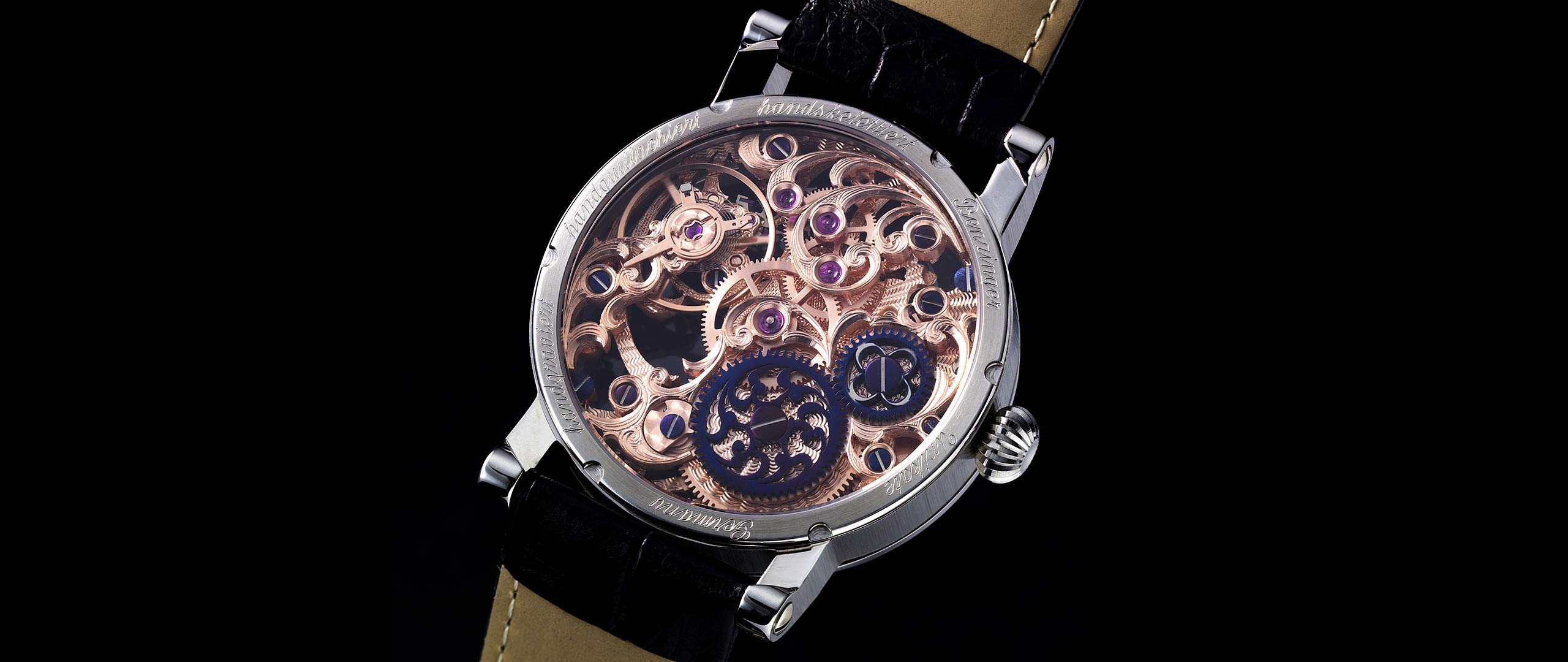 Benzinger Uhr Vollskelett Floral Rückseite
