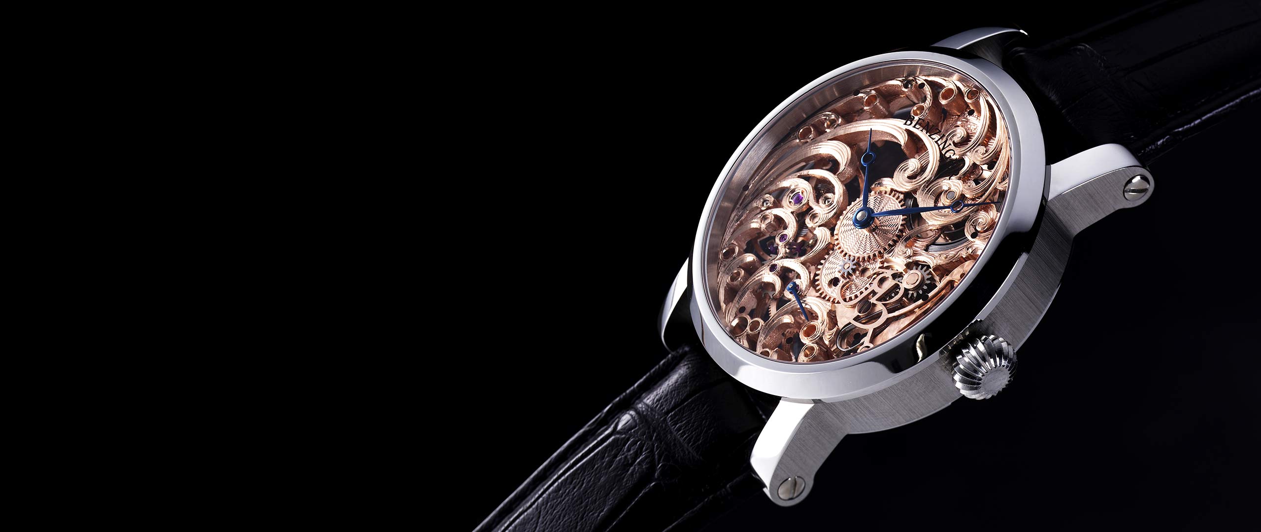 Benzinger Uhr Vollskelett Floral
